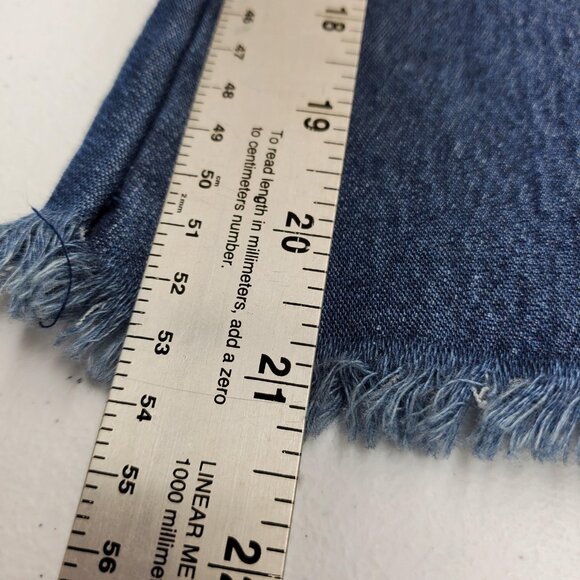 Venus Off Shoulder Denim Shirt Womens Large Frayed Bell Sleeve Boho Pullover - Picture 10 of 10